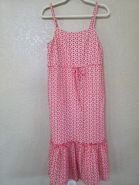 Daniel Cremieux Red and White Eyelet Cotton Maxi Dress
